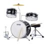 Children's drum set, 3 pieces, black, adjustable pedal