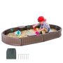 Piaskownica dla dzieci z pokrywą, 72x41,5x9,1 cala, brązowa, HDPE, 4 narożne siedziska