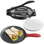 Cast iron tortilla press 10 inches with handle and parchment paper