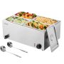 Electric steam table, 4 pans, stainless steel, 1200 W