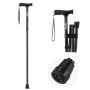 Folding walking stick with adjustable height and non-slip tip, aluminum
