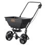 Rozsiewacz 11,3 kg z popychaczem stalowym i kołami 20,3 cm, czarny