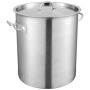 Stainless steel pot 39.7 L with lid and handle, commercial grade