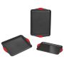 Baking tray set 3 pieces, carbon steel, silicone handles