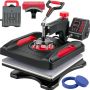 Heat press machine 38x38 cm, 5 in 1, red, 1000W sublimation