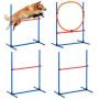 Zestaw do treningu agility dla psów, 4 elementy, regulowane przeszkody i kółko do skakania