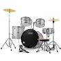 Adult Drum Set, 5 Pieces, Silver, 22 Inch