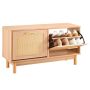 Hallway rattan shoe bench with 2 drawers and shelf, 1000x300x530 mm