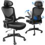Ergonomiczny fotel biurowy z podparciem lędźwiowym i zagłówkiem, podłokietniki 2D