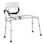 Sliding height-adjustable bath bench with safety belt, 180 kg