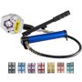Detachable hydraulic hose crimper with hand pump, 7 dies, for air conditioning and automotive pipe repairs