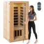 Drewniana sauna na podczerwień dla 1-2 osób z Bluetooth i chromoterapią