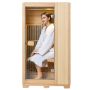 Drewniana sauna na podczerwień dla jednej osoby, z Bluetooth i lampą LED
