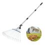 Regulowane metalowe grabie do trawy, 18 zębów, trzonek 82-141 cm