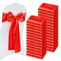 Satin chair sash ribbons, 7 x 108 cm, red, 100 pcs.
