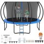 12-stopowa trampolina ogrodowa z siatką, drabinką i słupkiem