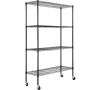 Regał magazynowy z kółkami, metalowy, 4 poziomy, udźwig 700 funtów, czarny, 47 x 18 x 74 cale