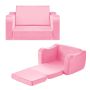 Sofa dziecięca rozkładana 2w1 z podłokietnikami, różowa, m