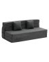 Rozkładana sofa futon 3w1, ciemnoszara, rozmiar queen, z poduszkami i zmywalnym pokrowcem