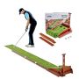 Mata do puttingu piłek golfowych z automatycznym powrotem piłki, podstawa drewniana, 3 piłki