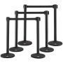 Crowd Control Pole Set with 3 Black 6.5 Foot Straps, Plastic