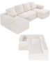 Modułowa sofa narożna w kształcie litery U z szezlongiem, welur beżowy