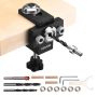 Self-centering dowel drilling device with 3 drill sizes, aluminum, for woodworking