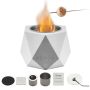 Tabletop concrete fire pit bowl with fire extinguisher, light gray