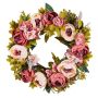 Artificial decorative wreath, 48 cm, pink, with peonies and hydrangeas