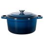 Enameled cast iron pot with lid, 5.7 L, blue