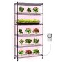 Półka metalowa na rośliny 6-poziomowa z lampą o pełnym spektrum 150 W, 180 cm, z kółkami i timerem
