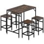 Dining set, 5 pieces, 4 chairs, Brown/black, 100 × 60 × 88 cm