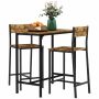 Dining set, with 2 chairs, brown/black, 89 × 45 × 87 cm