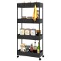 Trolley on wheels Aosom, 4 shelves, 4 hooks, Black, 40 × 90 × 19 cm