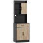 Kitchen cabinet, With worktop and drawer, oak/black, 60 × 180 × 40 cm