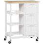 Kitchen trolley Homcom 67x37x87cm., white/light brown