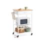 VASAGLE kitchen trolley, 1 drawer, 2 hooks, Oak and white, 60 × 90 × 47 cm