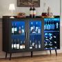Szafka na wino VEVOR DX0202-C250498S-01, 9 półek, z oświetleniem LED, czarna, 1200 × 400 × 900 mm