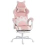 Gaming chair with kitten design, With lumbar cushion and footrest, 63.5 × 118–128 × 53 cm