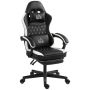 Gaming chair, With footrest, Black/white, 64 × 118–128 × 65 cm