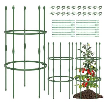 Set of 3 plant supports 50x102cm., green