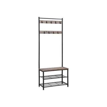 Outerwear rack and shoe bench HSR41MB, gray/black