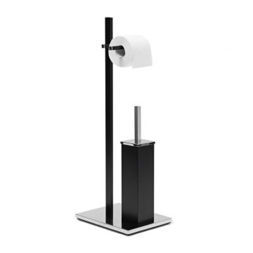 Toilet paper holder with toilet brush 73x21.5x27.5cm., black/silver color