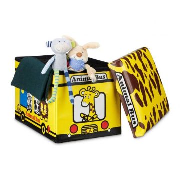 Folding seat with hinged lid 32x48x32cm., yellow/black/white