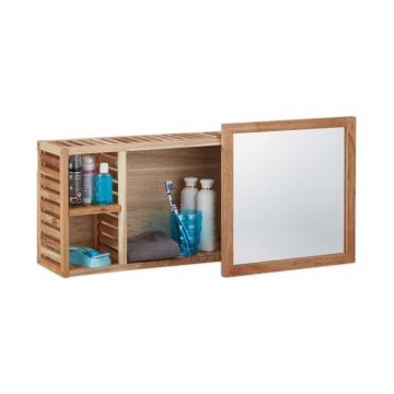 Półka ścienna łazienkowa 30x80x17cm, jasnobrązowa