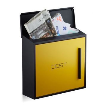 Mailbox 33x35x12.5cm., black/yellow