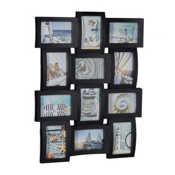 Collage of 12 photos 60.5x47.5x3.5cm., black color