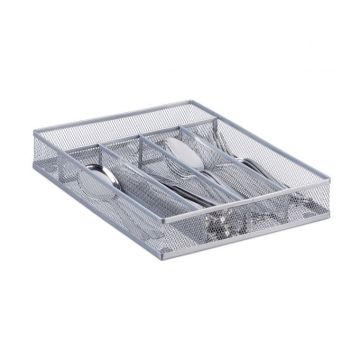 Tacka na sztućce 5x23,5x31,7cm, kolor srebrny