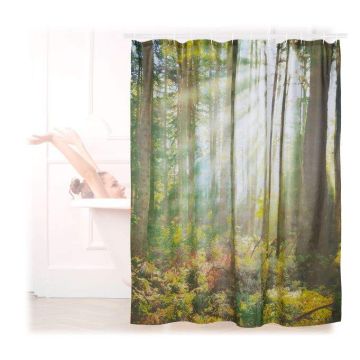 Shower curtain 180x180x0.1cm., brown/green