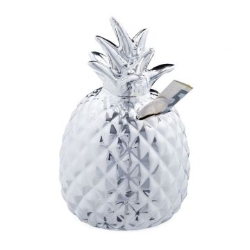 Skarbonka "Ananas" 16x9cm, kolor srebrny